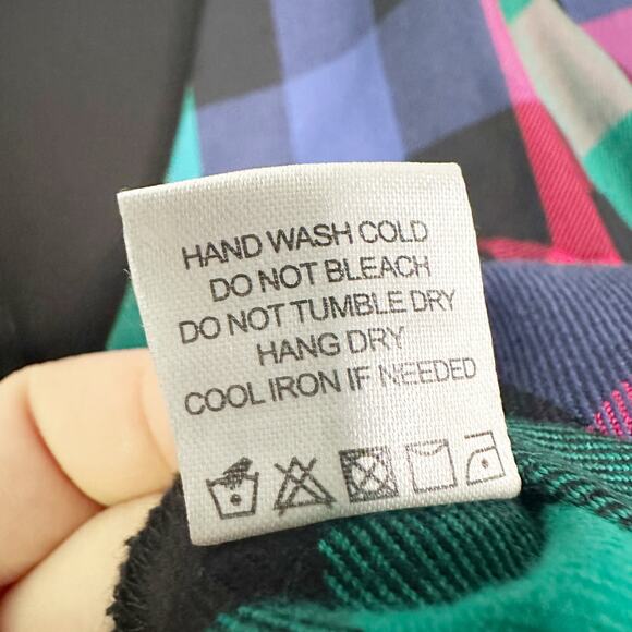 Tularosa Otis Black Multi Plaid Cropped Plunge Neckline Top women’s size small - Picture 8 of 14